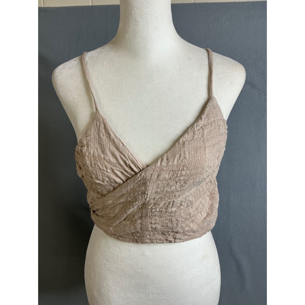 Mahina Top Women's Medium Wrap Crop Top Smocked Back Tie Straps Sleeveless